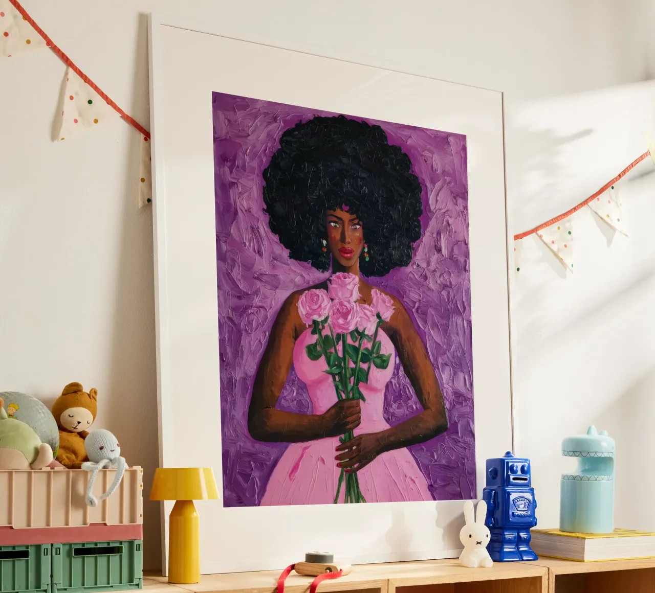 Serenità rosa poster con telaio in legno da Ebony Carpenter