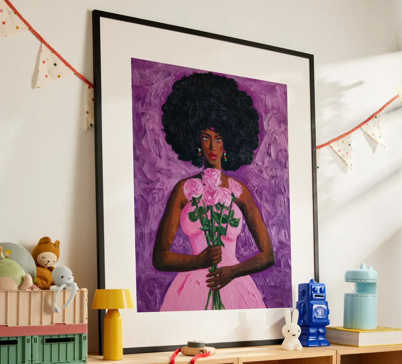 Serenità rosa poster con telaio in legno da Ebony Carpenter