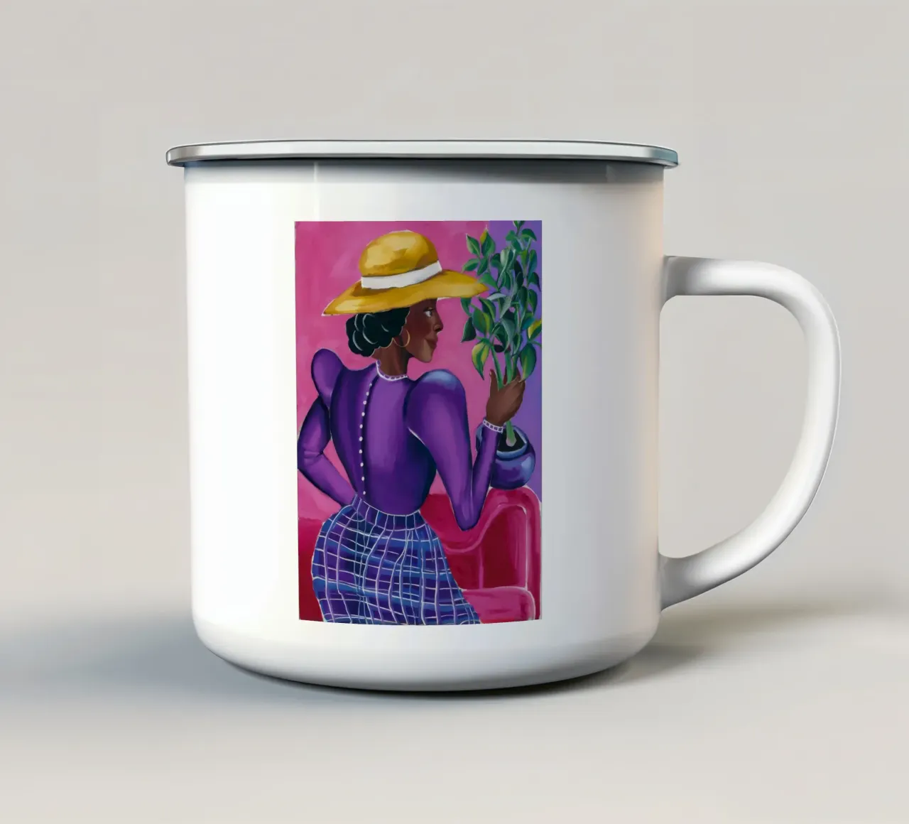 Signora del giardino tazza in smalto da Ebony Carpenter