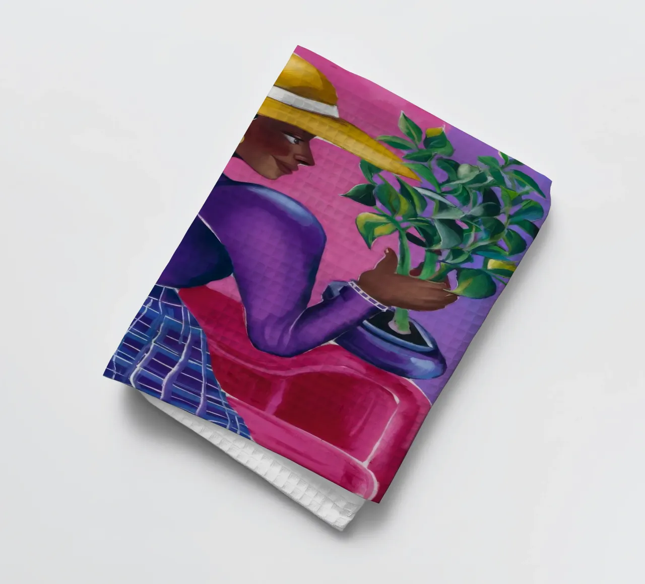 Garden Lady tea towel by Ebony Carpenter