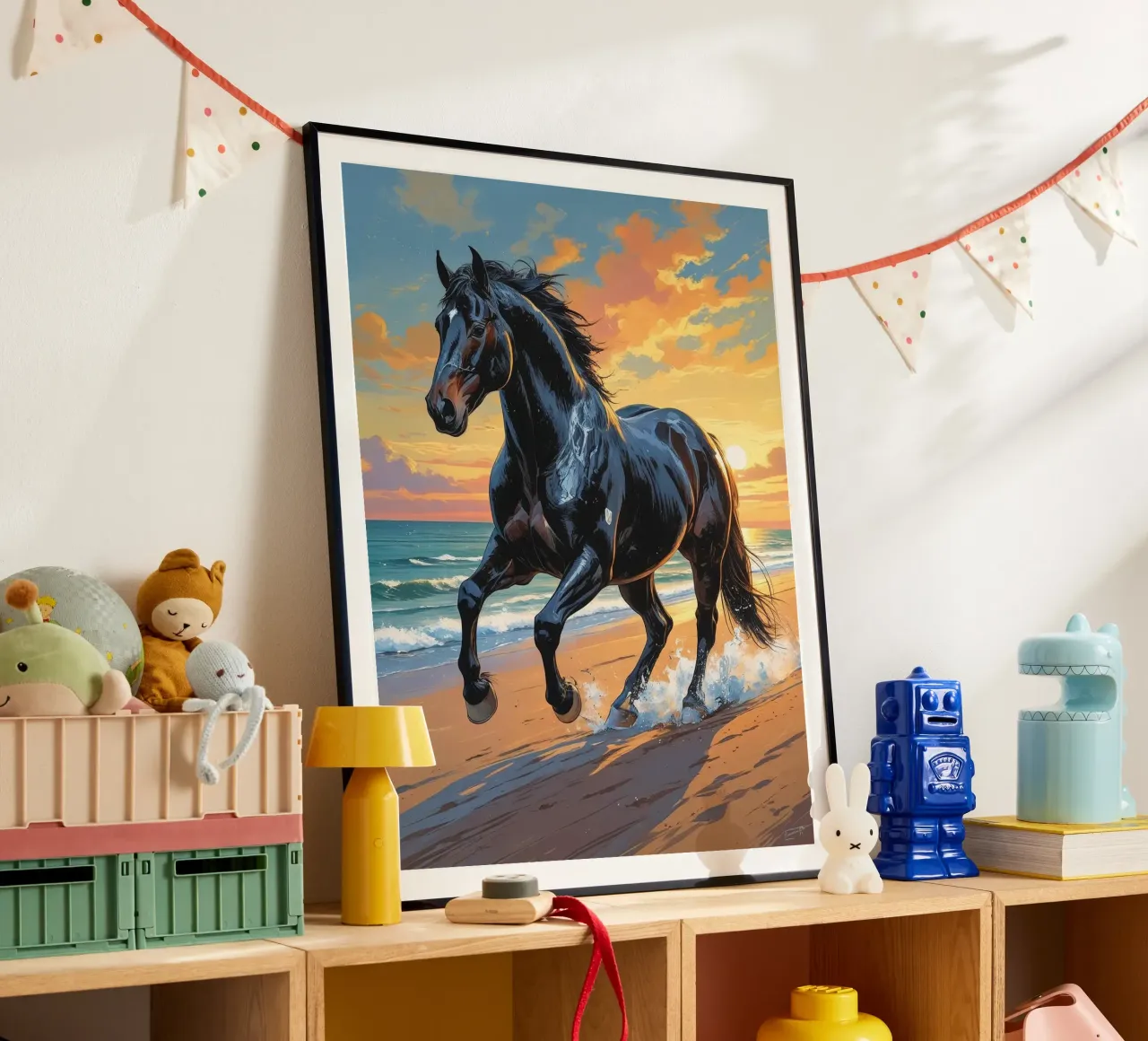 Pferd am Strand carta hahnemühle da Poster Dreams
