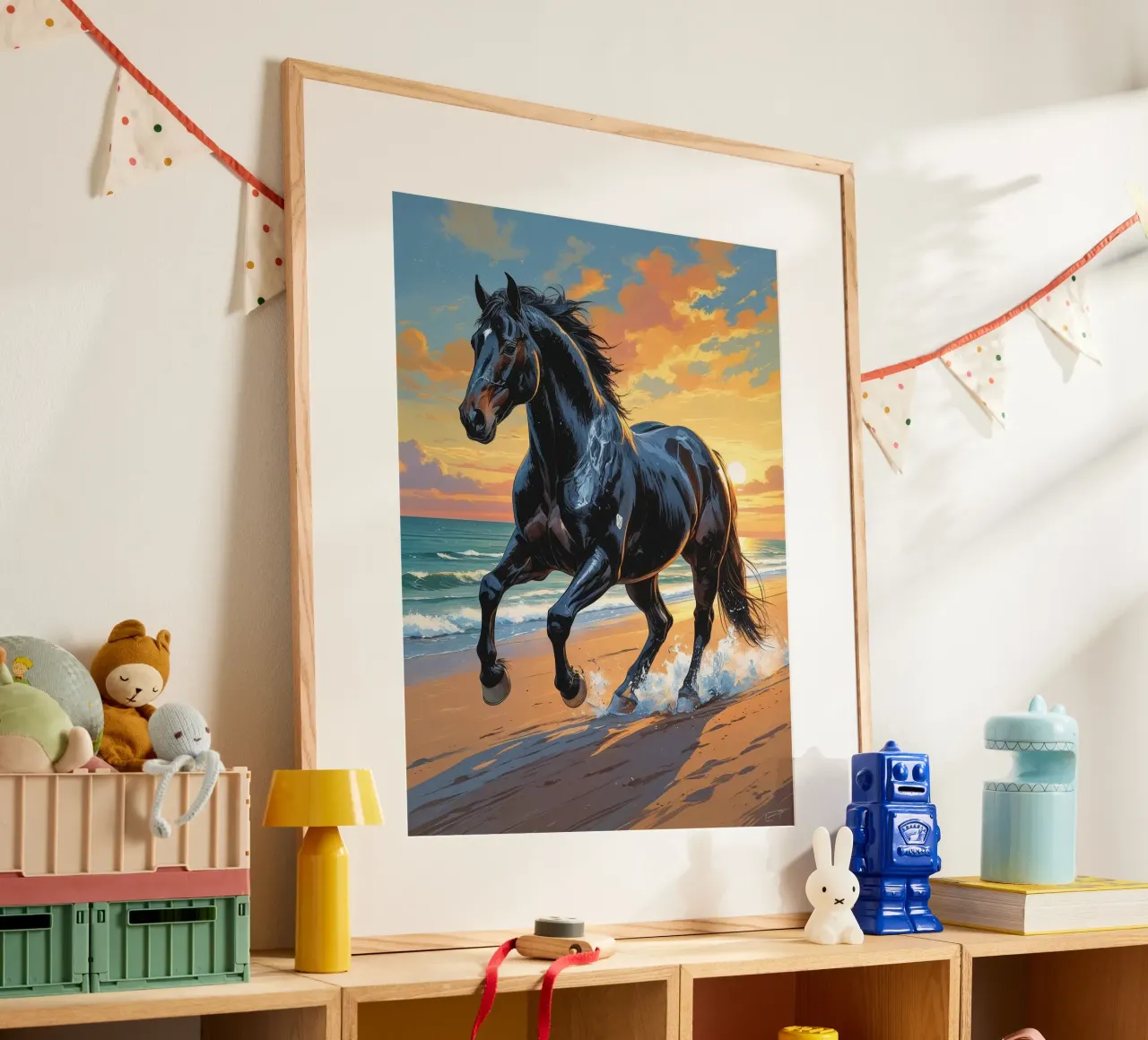 Pferd am Strand carta hahnemühle da Poster Dreams