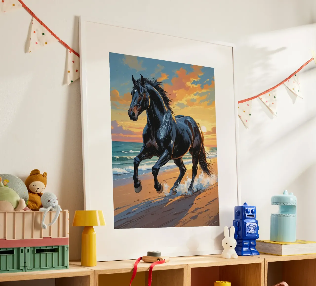 Pferd am Strand carta hahnemühle da Poster Dreams