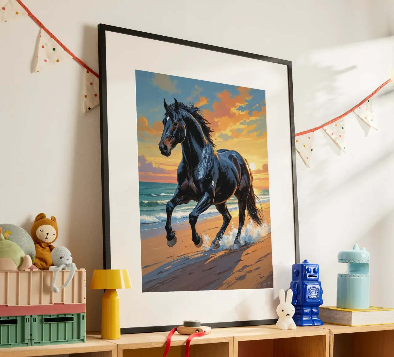 Pferd am Strand carta hahnemühle da Poster Dreams