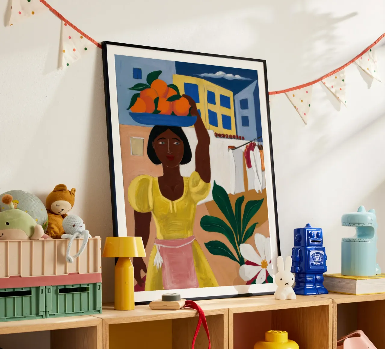 Venditore di frutta poster con telaio in alluminio da Ebony Carpenter
