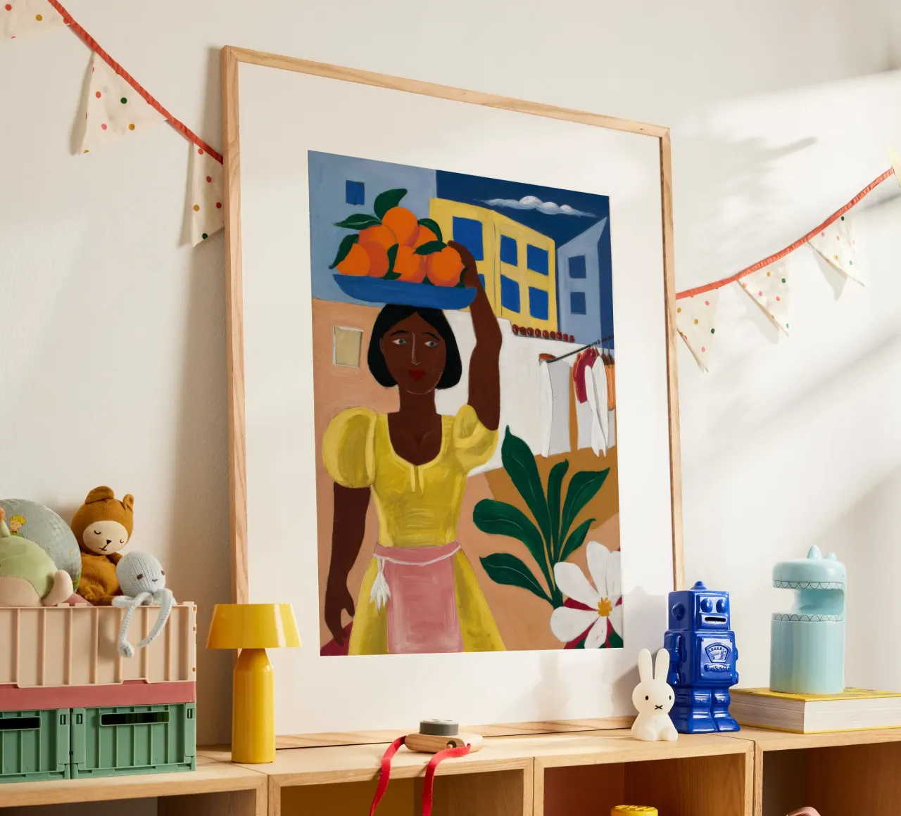 Venditore di frutta poster con telaio in alluminio da Ebony Carpenter