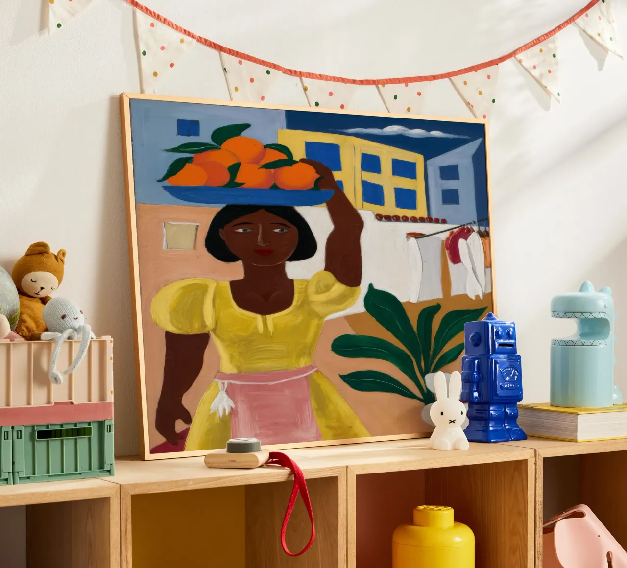Venditore di frutta poster con telaio in alluminio da Ebony Carpenter