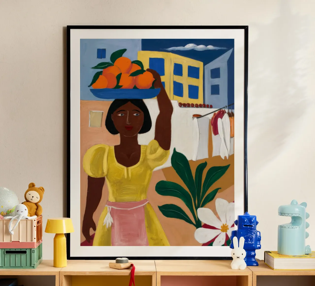 Venditore di frutta poster con telaio in alluminio da Ebony Carpenter
