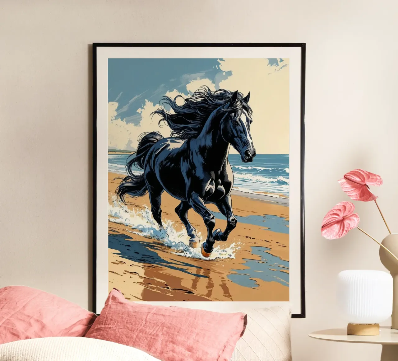 Pferd am Strand carta hahnemühle da Poster Dreams