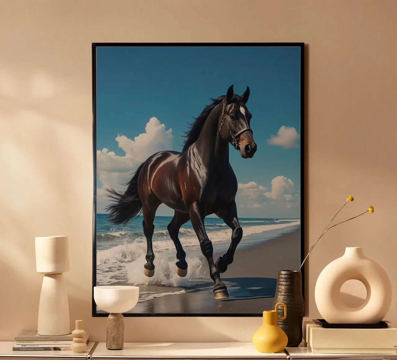 Pferd am Strand carta hahnemühle da Poster Dreams