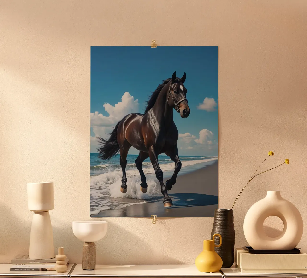 Pferd am Strand carta hahnemühle da Poster Dreams