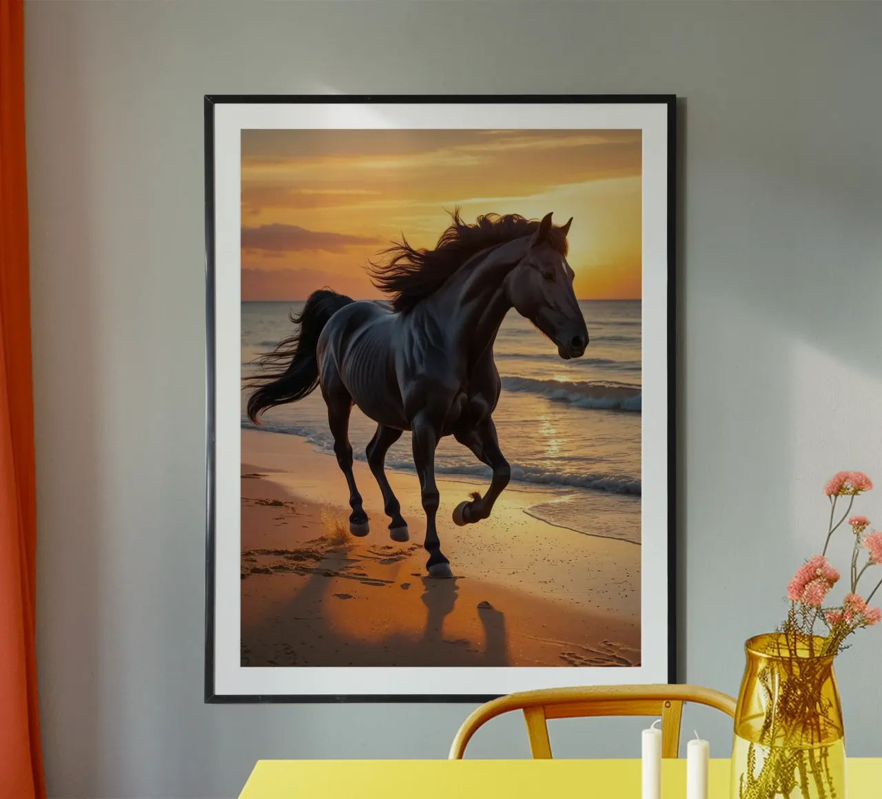 Pferd am Strand carta hahnemühle da Poster Dreams