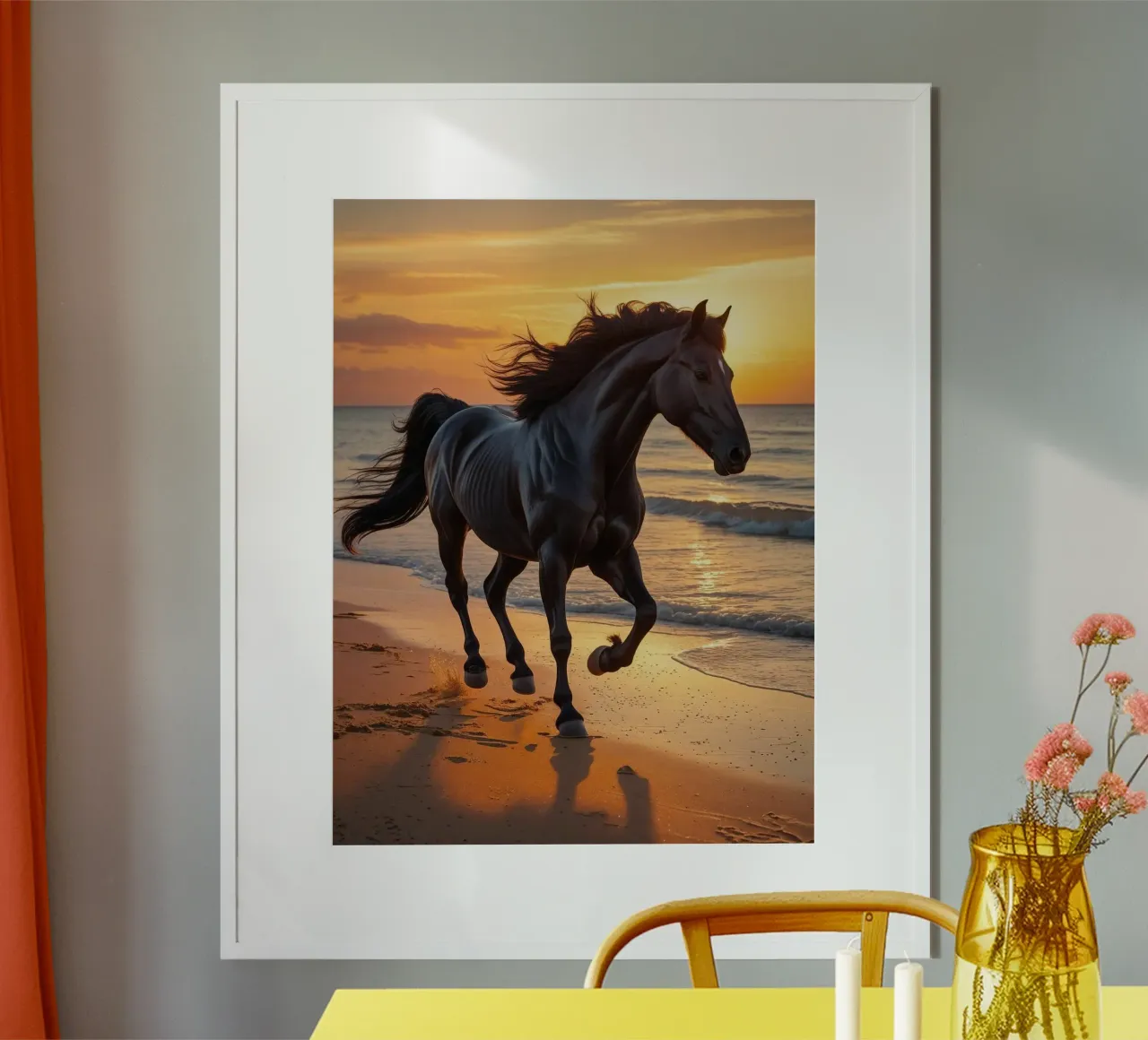 Pferd am Strand carta hahnemühle da Poster Dreams