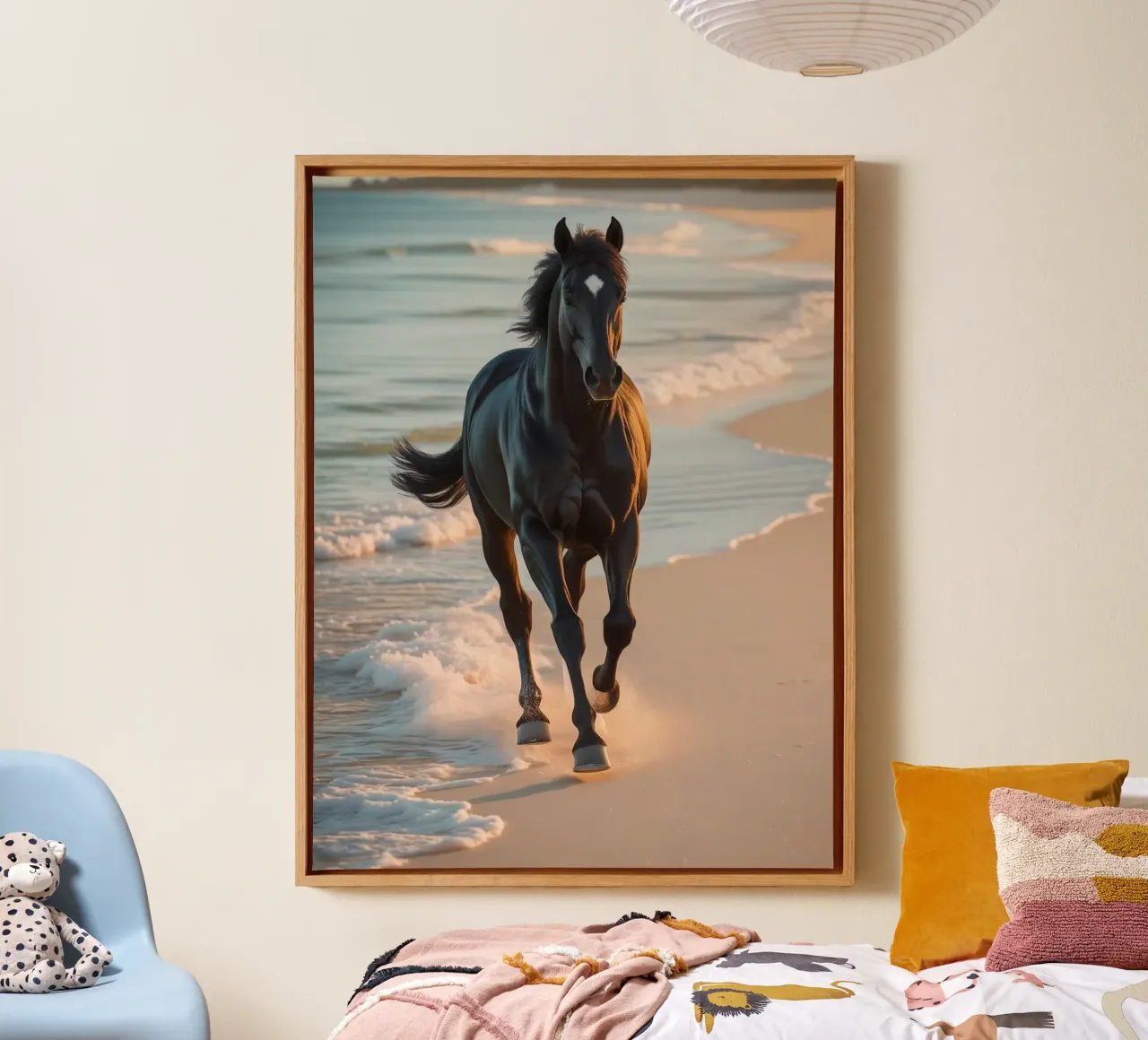 Pferd am Strand tela con Cornice a cassetta da Poster Dreams