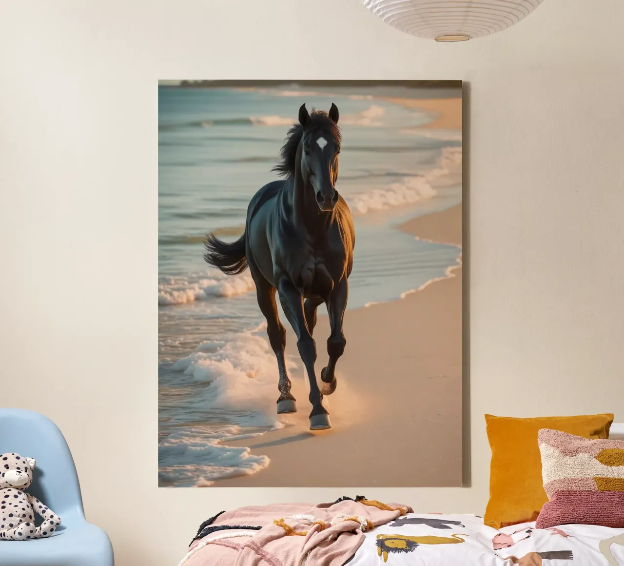 Pferd am Strand tela con Cornice a cassetta da Poster Dreams