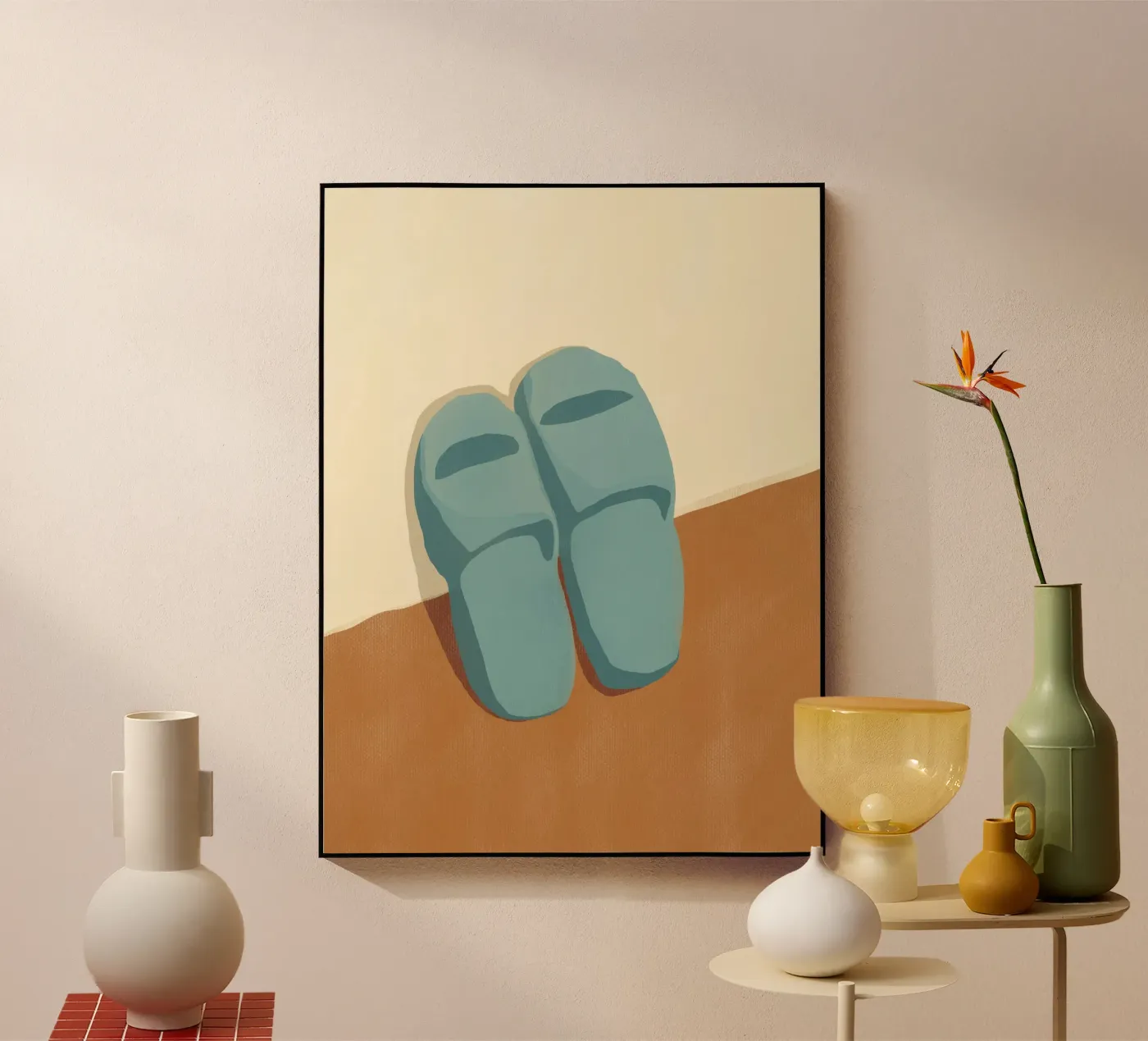 Blue Slippers acryl van Little Dean