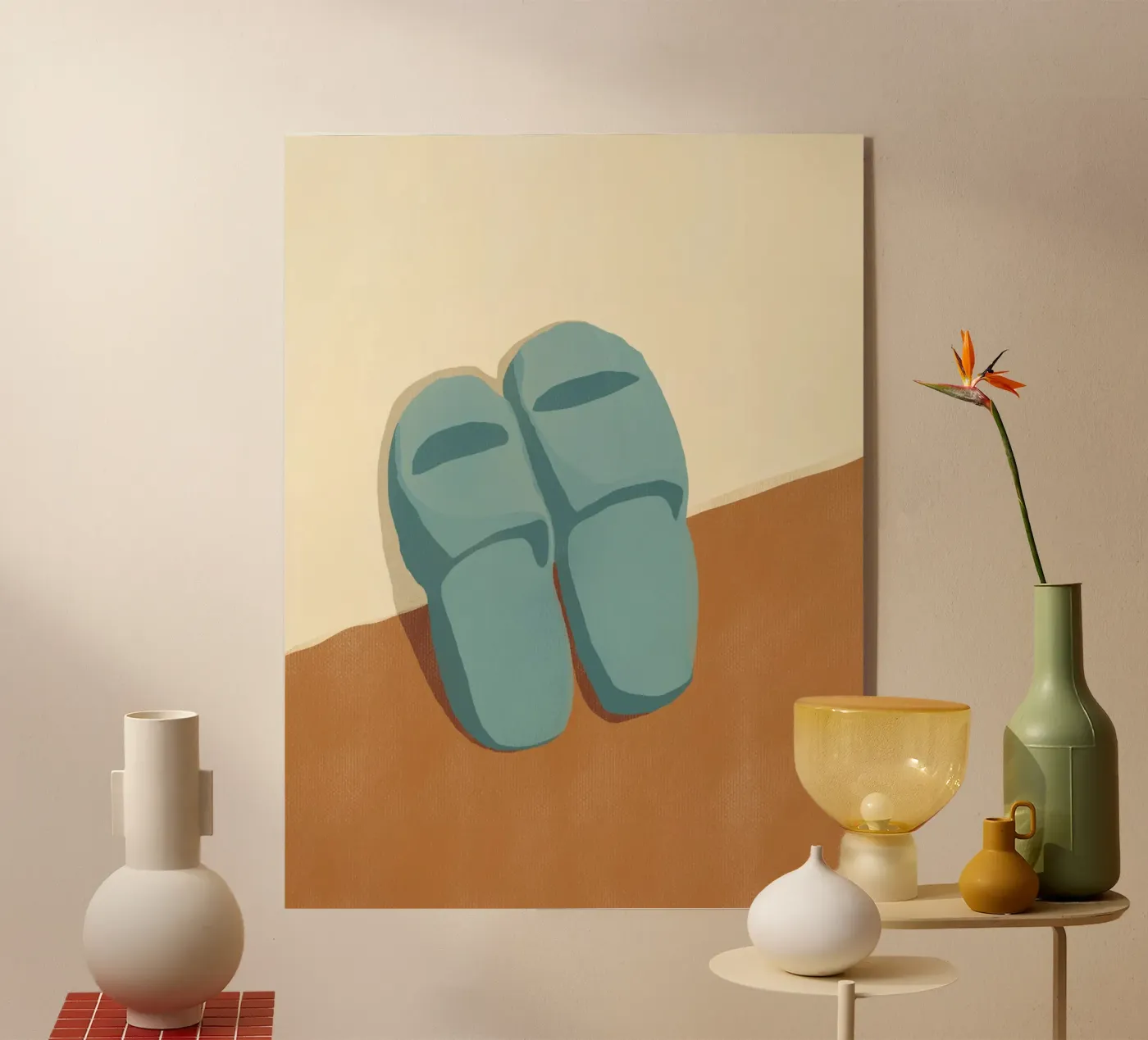 Blue Slippers acryl van Little Dean