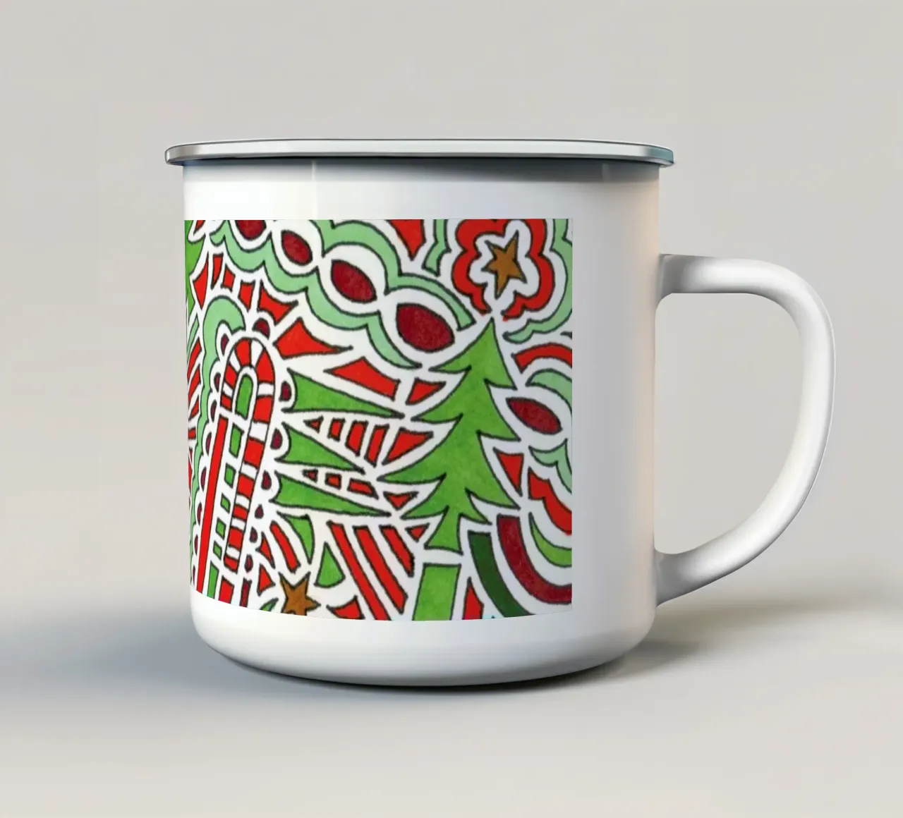 Christmas Tree Pattern emaille mok van KP Design
