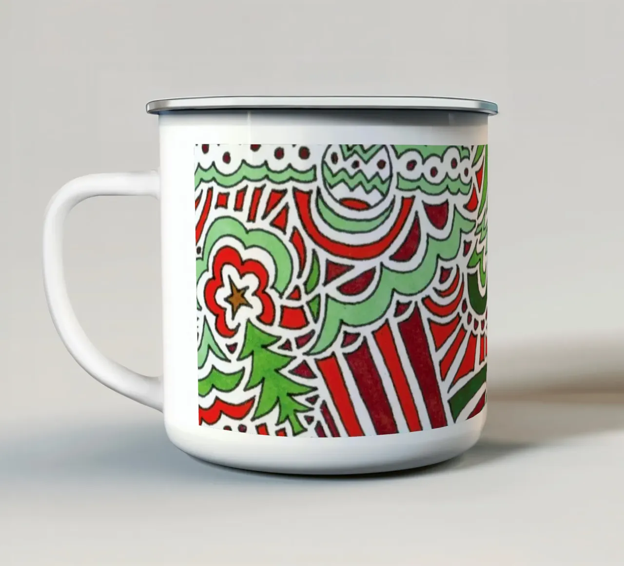 Christmas Tree Pattern emaille mok van KP Design