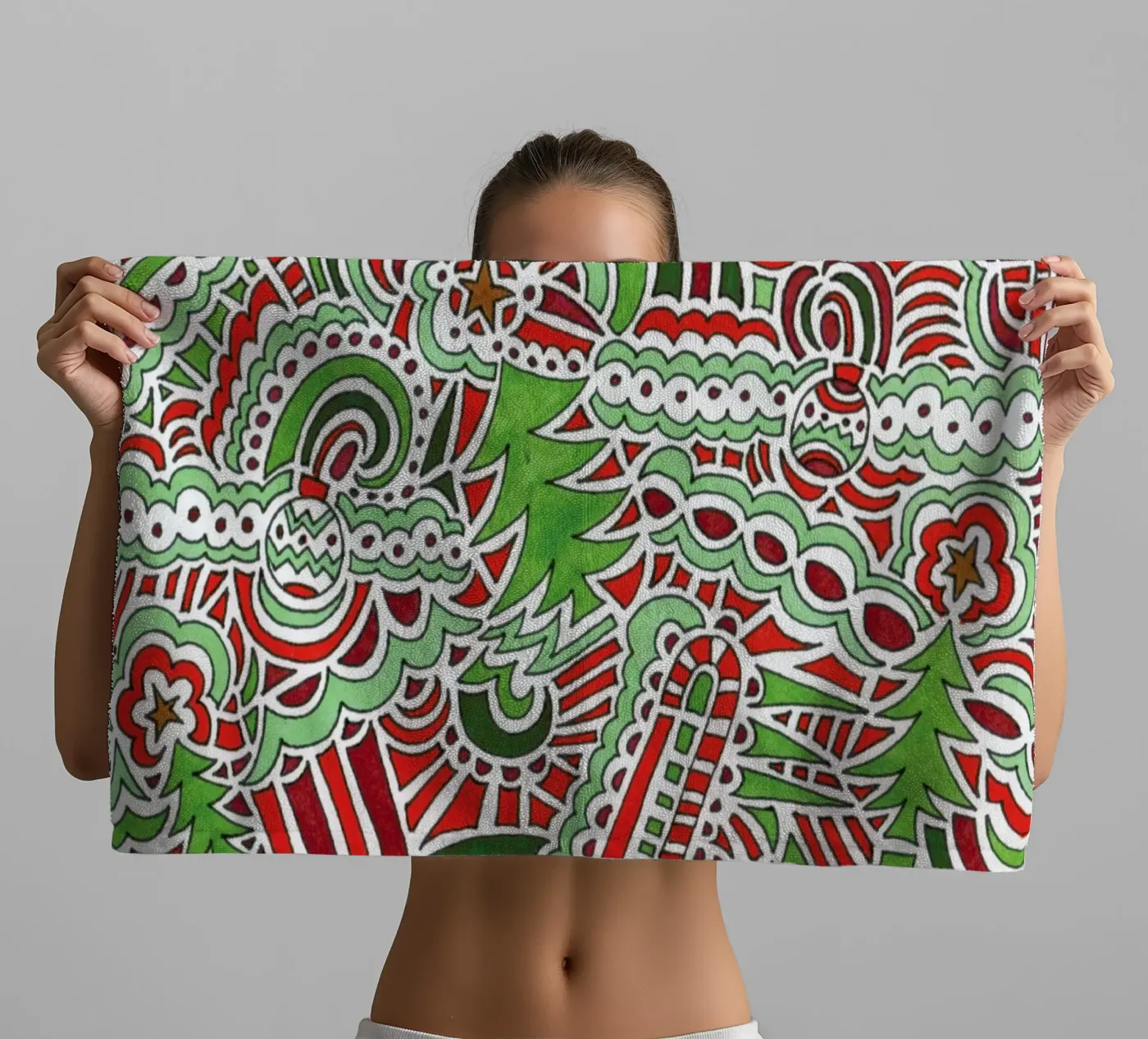 Christmas Tree Pattern badhanddoek van KP Design