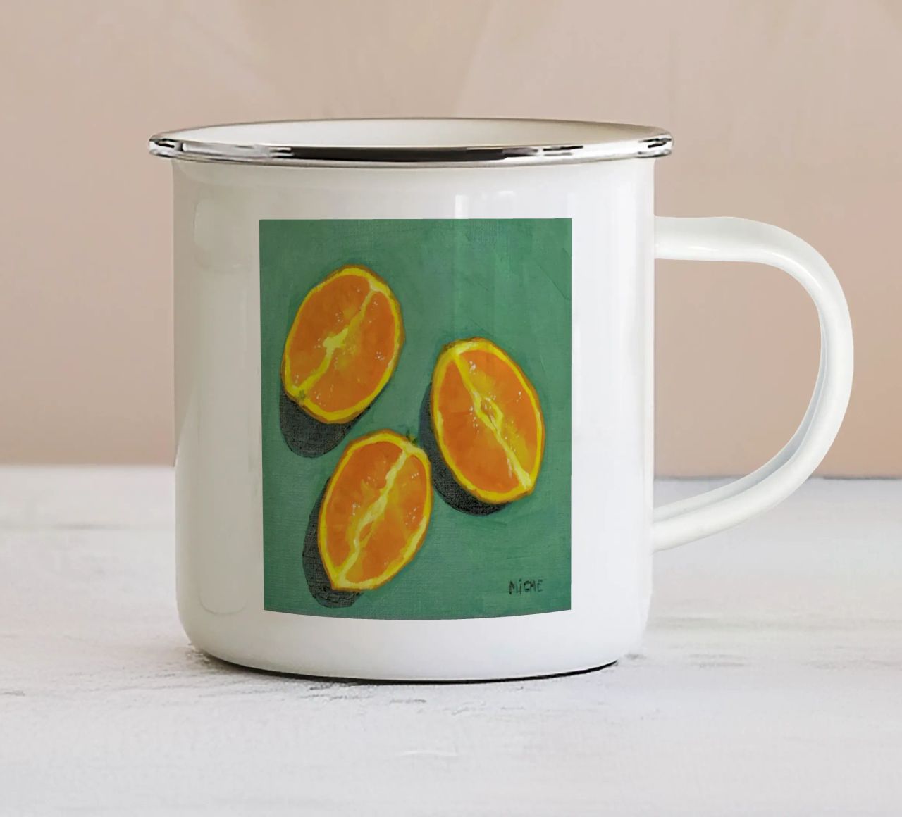 Orange Slices tazza in smalto da Miche Watkins