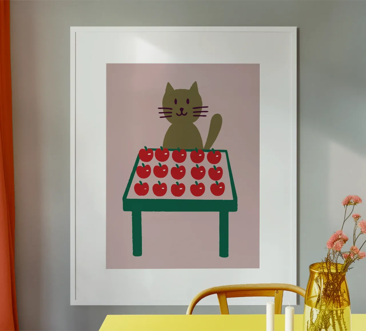 Gatti che vendono mele poster con telaio in alluminio da TRENDY POSTER SHOP