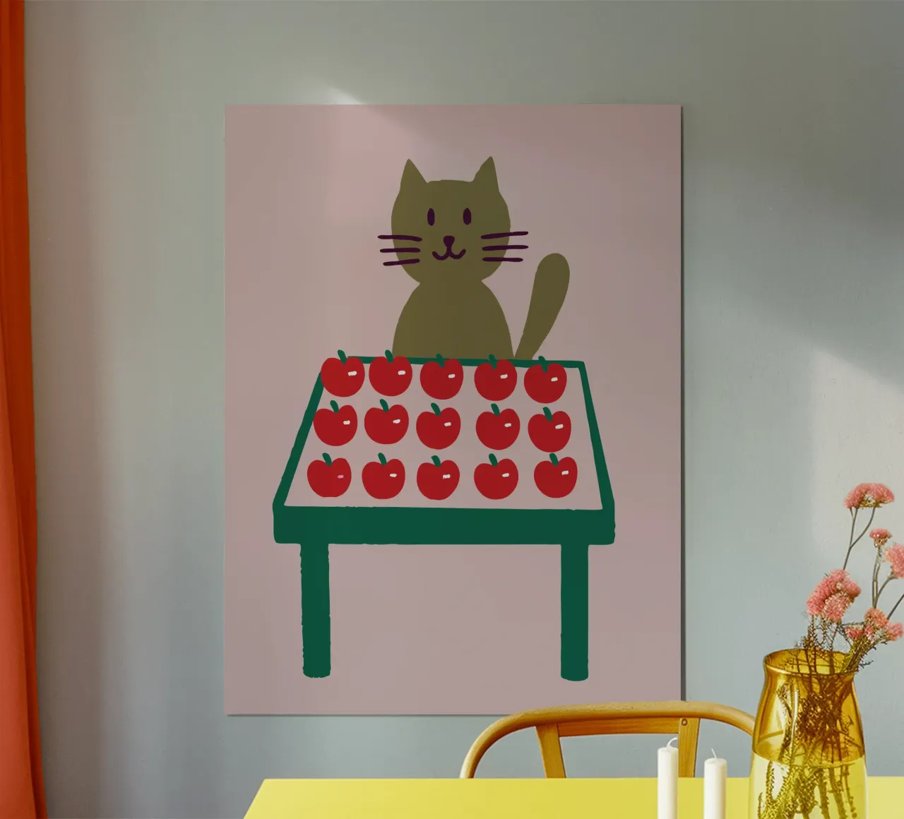 Gatti che vendono mele poster con telaio in alluminio da TRENDY POSTER SHOP