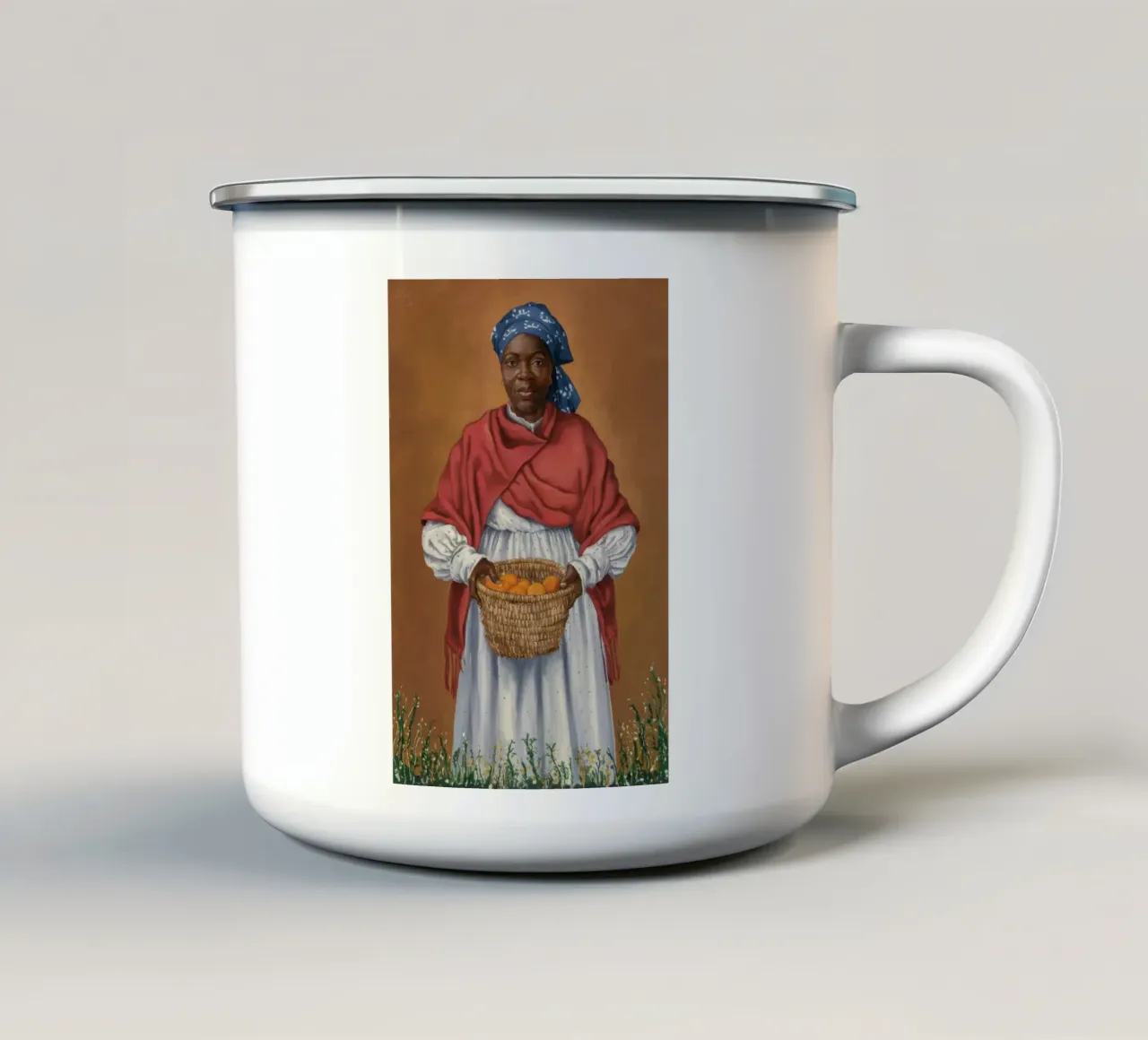 Signora del raccolto tazza in smalto da Ebony Carpenter