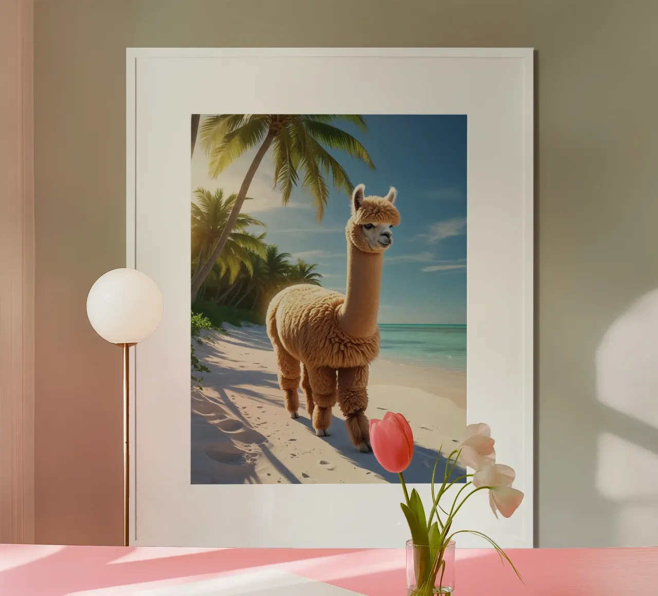 Alpaka am Strand carta hahnemühle da Poster Dreams