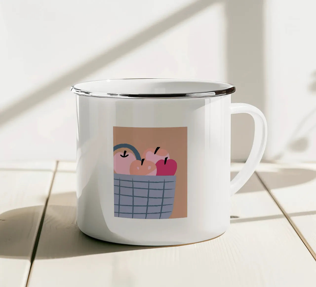 Frutta di mela in un cesto tazza in smalto da TRENDY POSTER SHOP