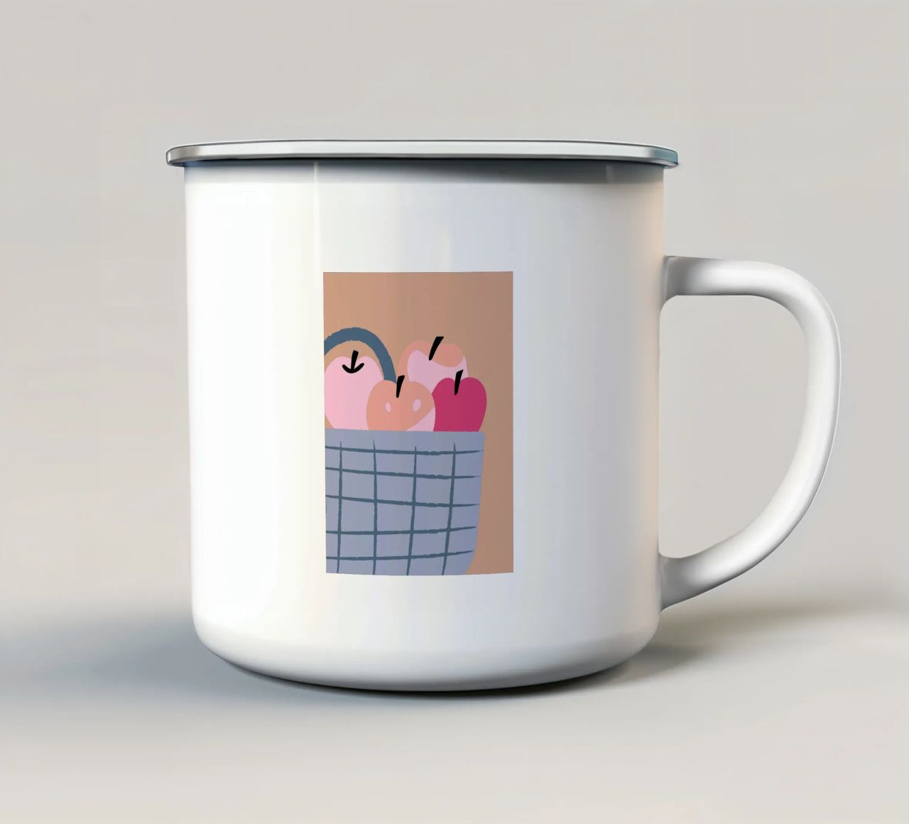 Frutta di mela in un cesto tazza in smalto da UNIQUE SHOP