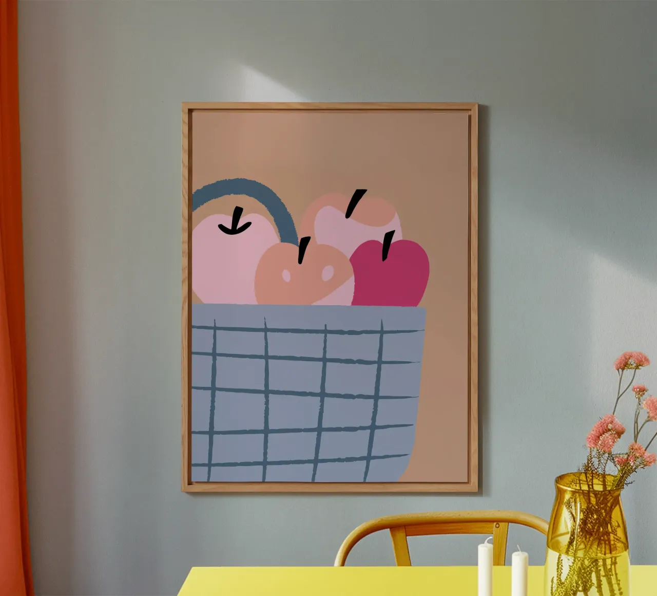 Apfel Obst in einem Korb Alu-Dibond von TRENDY POSTER SHOP