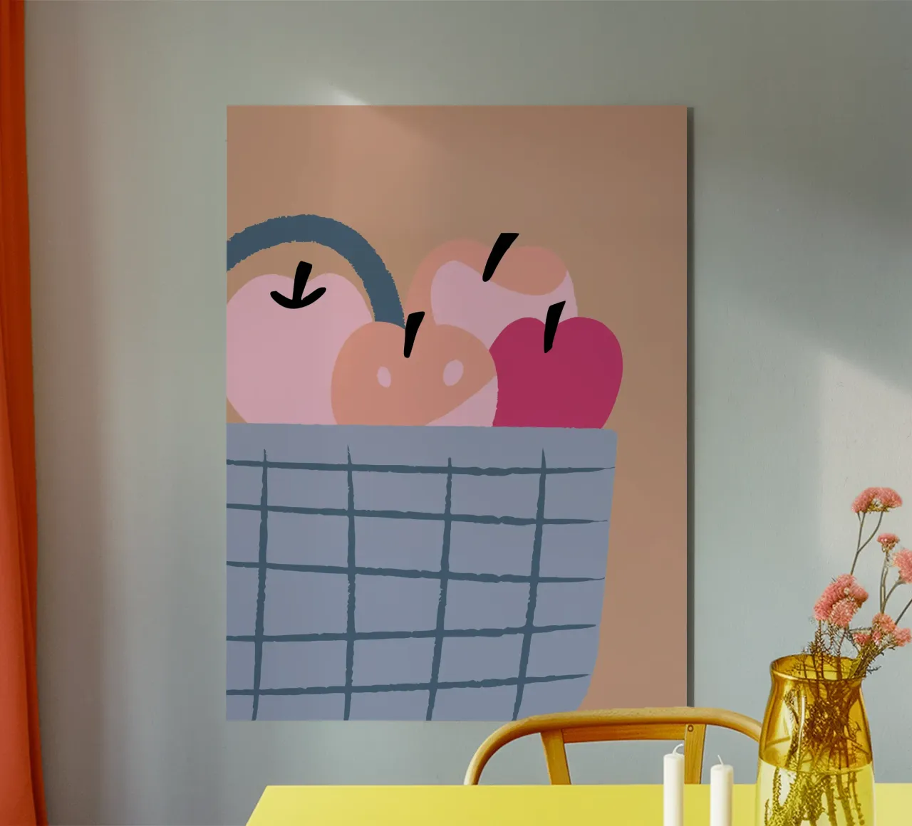 Apfel Obst in einem Korb Alu-Dibond von TRENDY POSTER SHOP