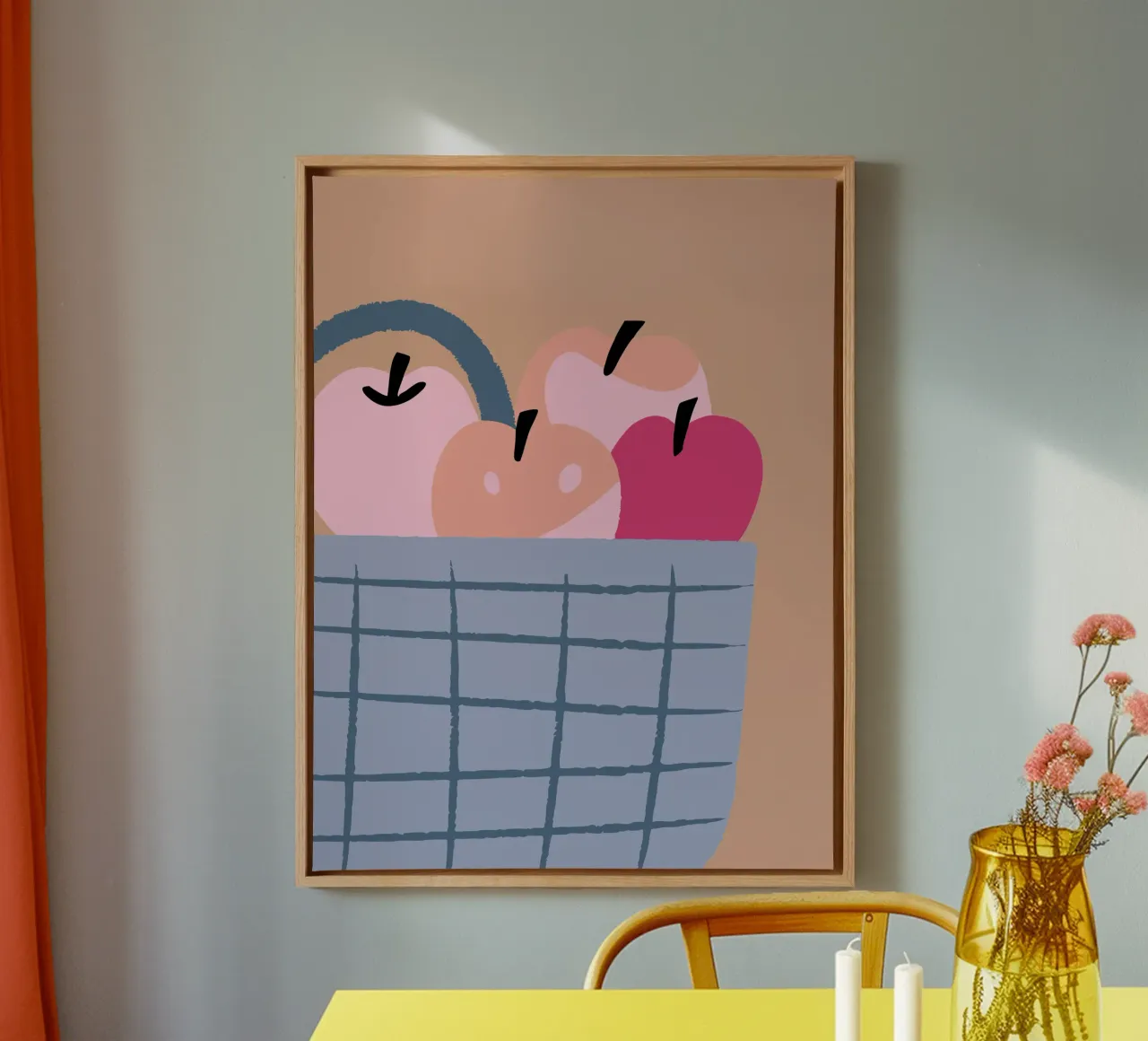 Frutta di mela in un cesto tela con Cornice a cassetta da TRENDY POSTER SHOP