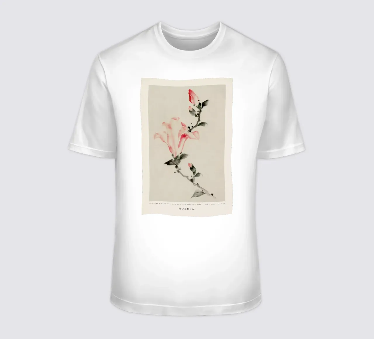 Hokusai - Large Pink Blossom on a Stem t-shirt da Vintage by JUNIQE