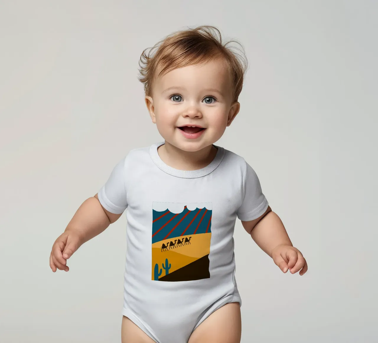 Cammelli e cactus body neonato maniche corte da TRENDY POSTER SHOP