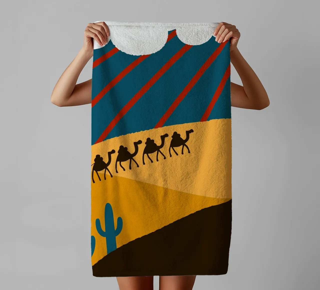 Cammelli e cactus asciugamano da bagno da TRENDY POSTER SHOP