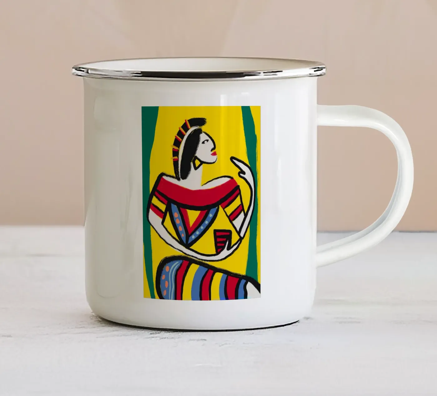 Native dancer enamel mug by Little Dean