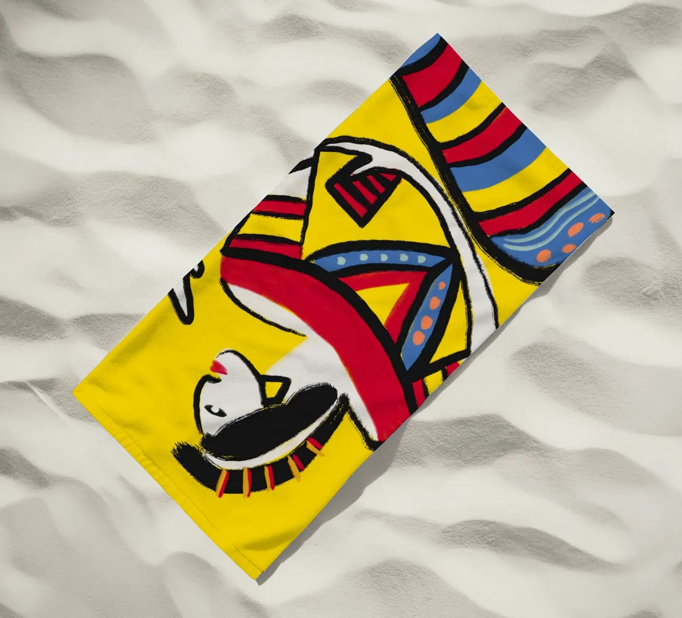 Native dancer beach towel by Little Dean