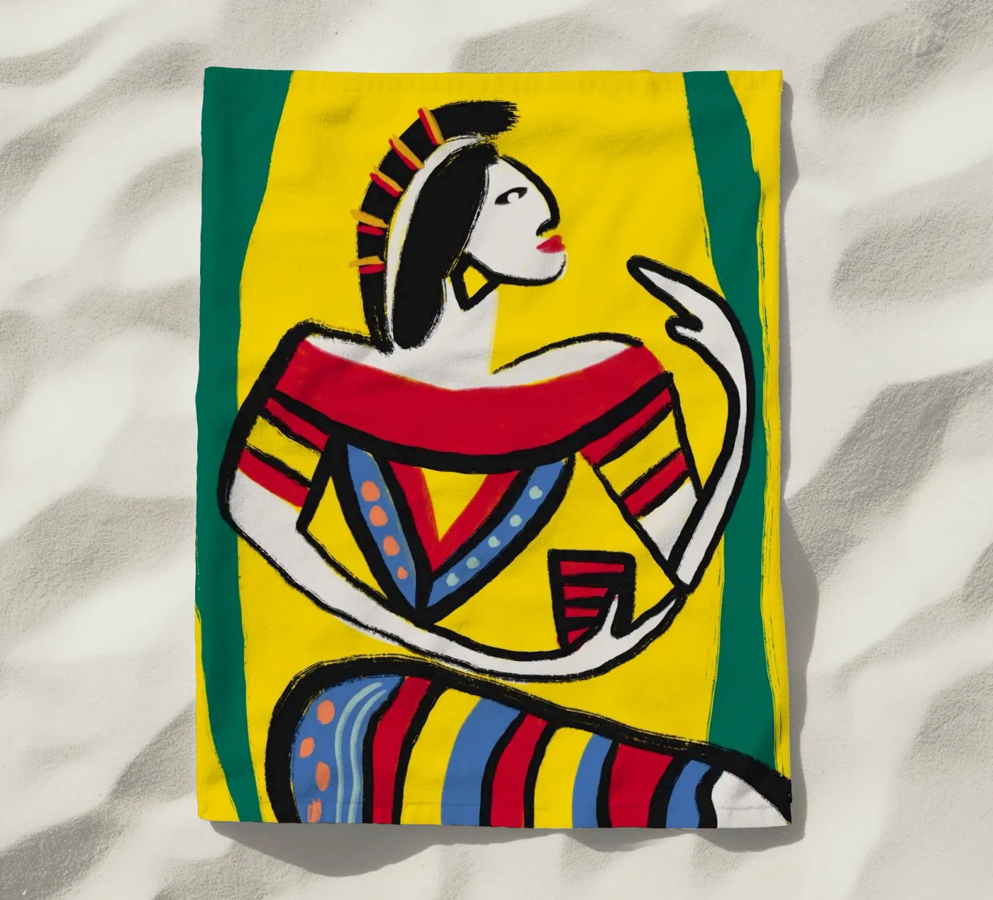 Native dancer beach towel by Little Dean