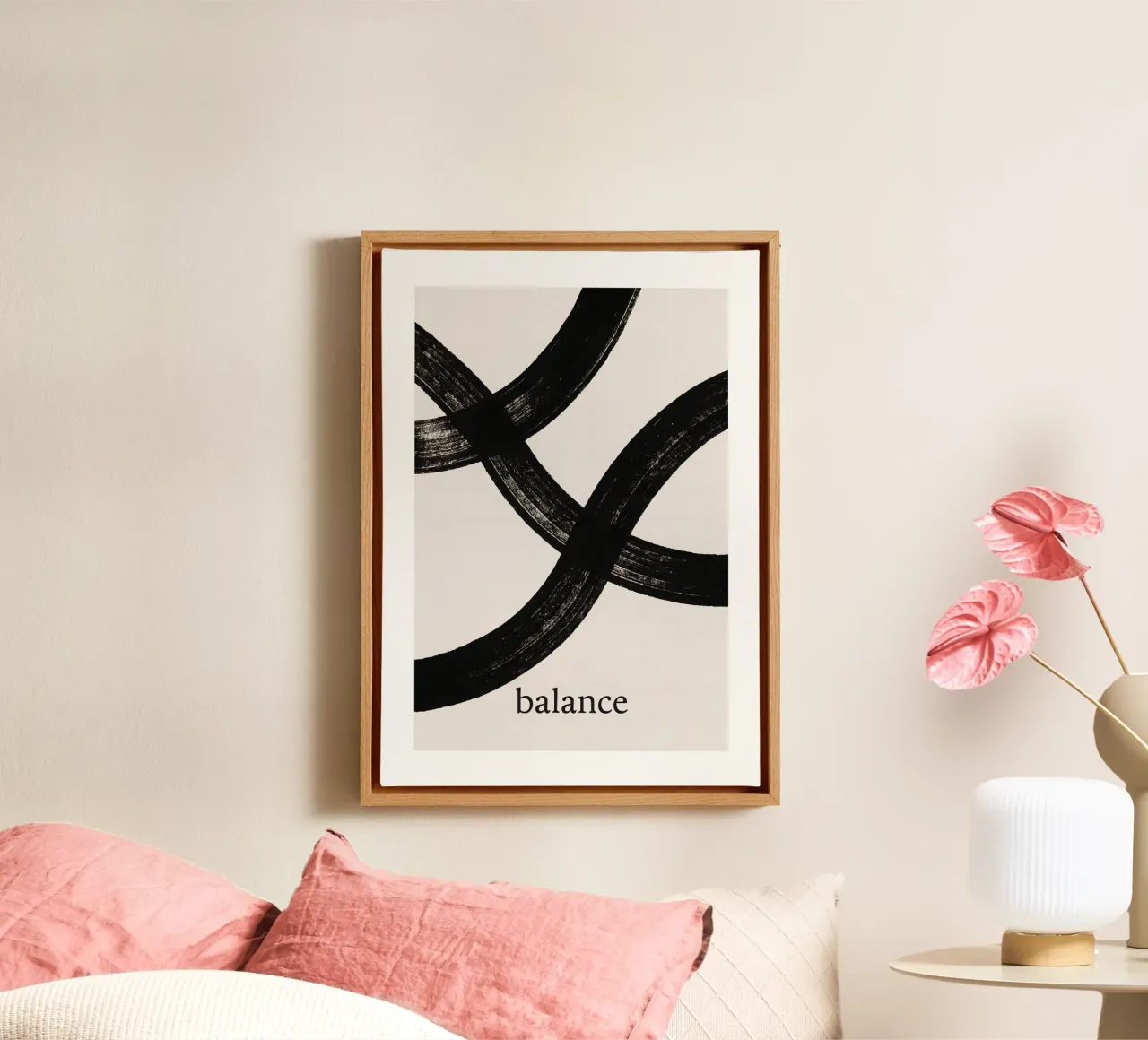 The Art of Balance – Minimal Flow canvas with Floater frame by Kunst und Kontrast