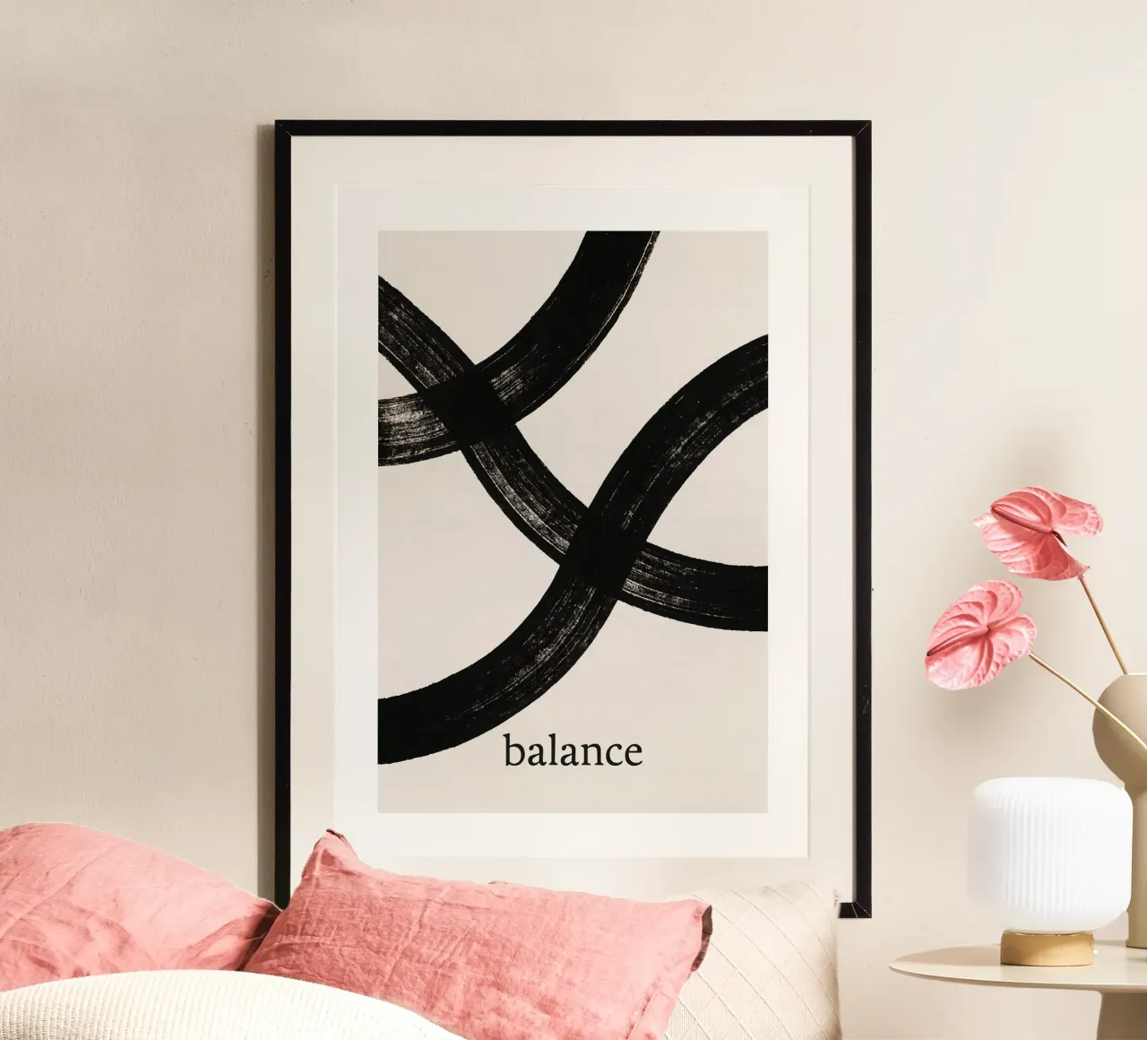 L'arte dell'equilibrio - Flusso minimo poster con telaio in alluminio da Kunst und Kontrast