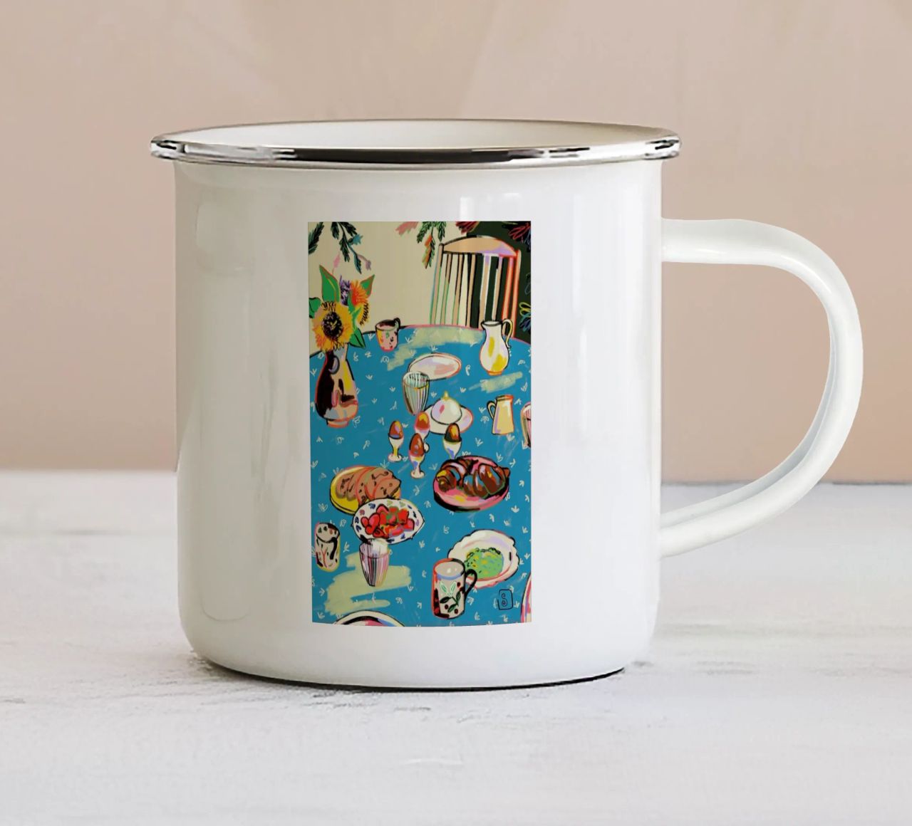 Autumn Breakfast tazza in smalto da Sandra Poliakov