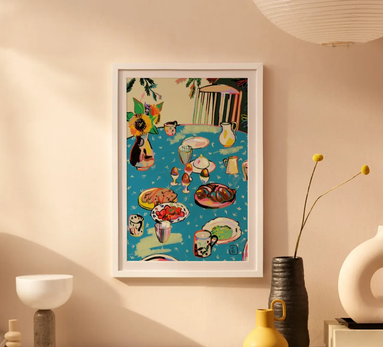 Autumn Breakfast poster con telaio in alluminio da Sandra Poliakov