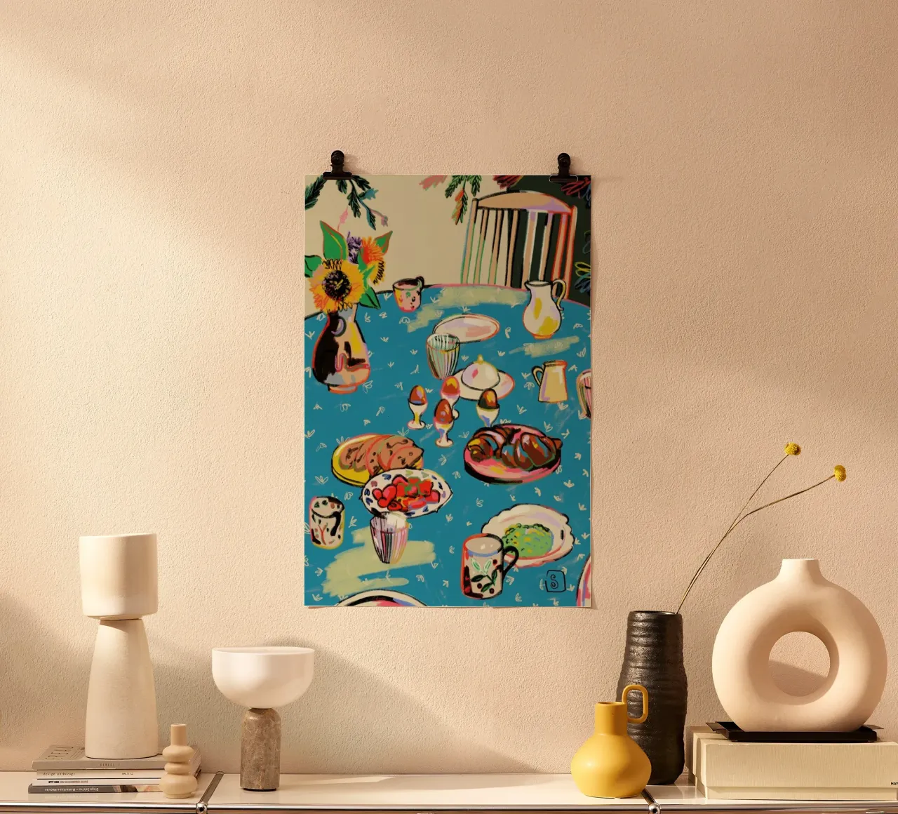 Autumn Breakfast poster con telaio in alluminio da Sandra Poliakov