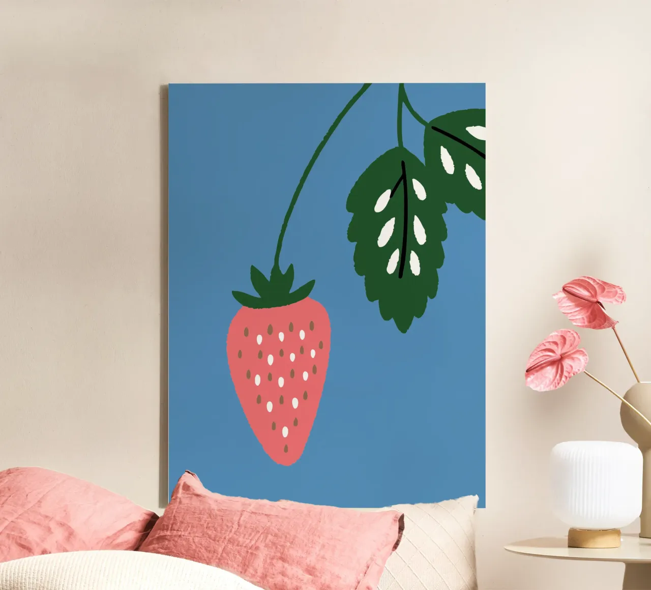 Aardbeien canvas met Baklijst van TRENDY POSTER SHOP