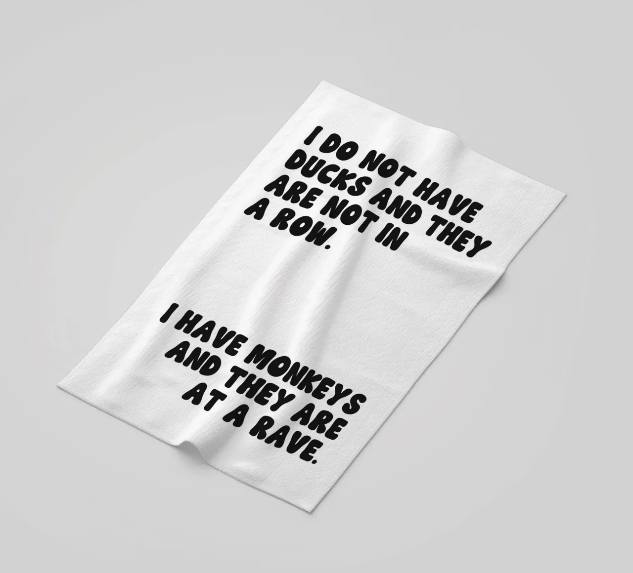 Do Not Have Ducks And They Are Not In A Row quote beach towel by Paigaam Studio