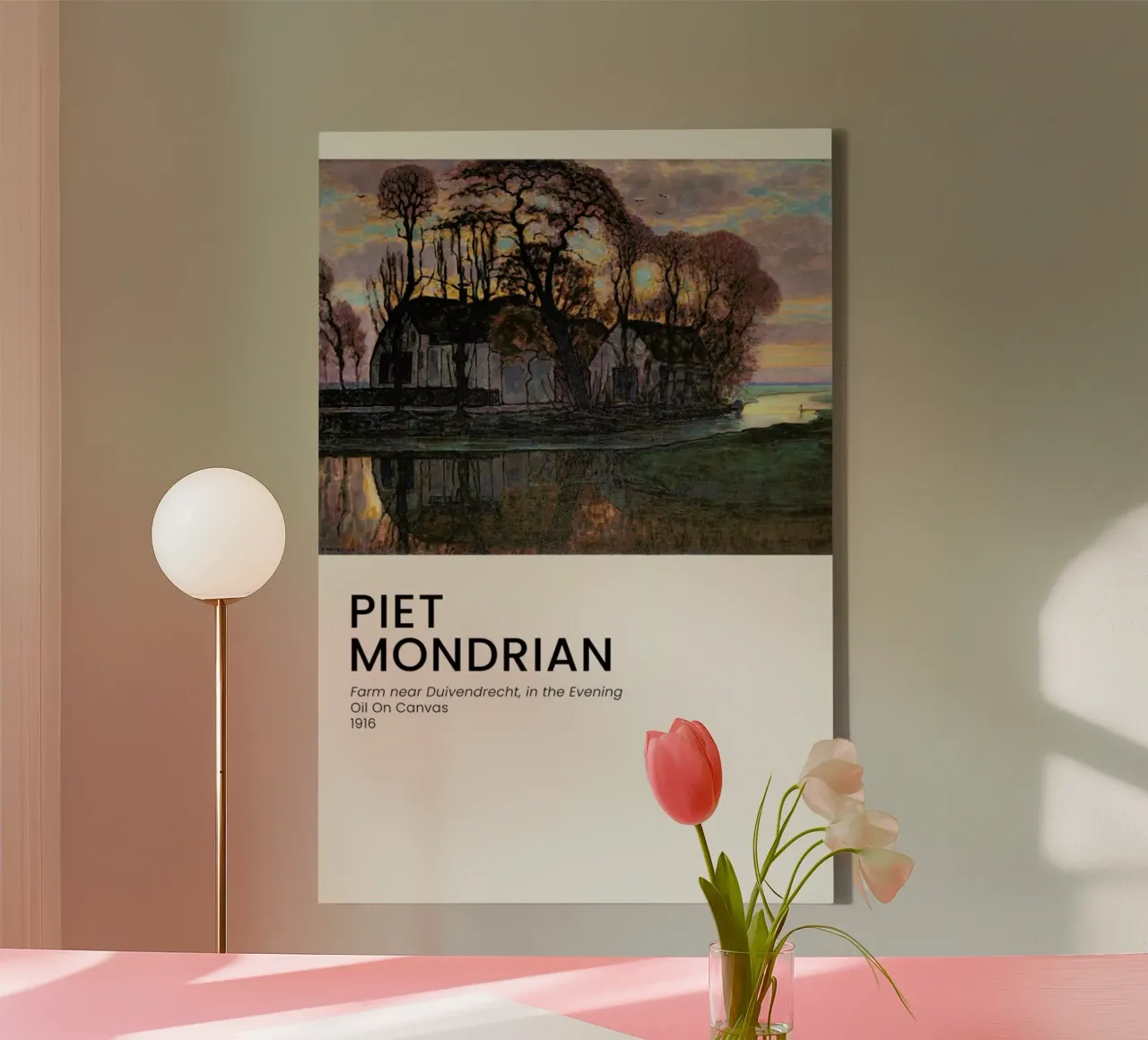 Mondrian - Farm Near Duivendrecht, in the Evening tela con Cornice a cassetta da Vintage by JUNIQE