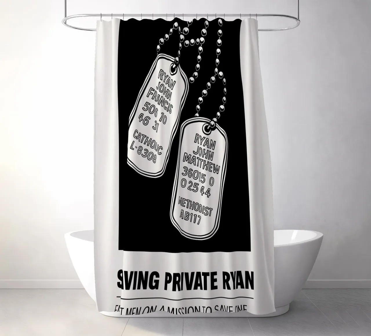 Saving Private Ryan Print cortina de baño de MoviesArt