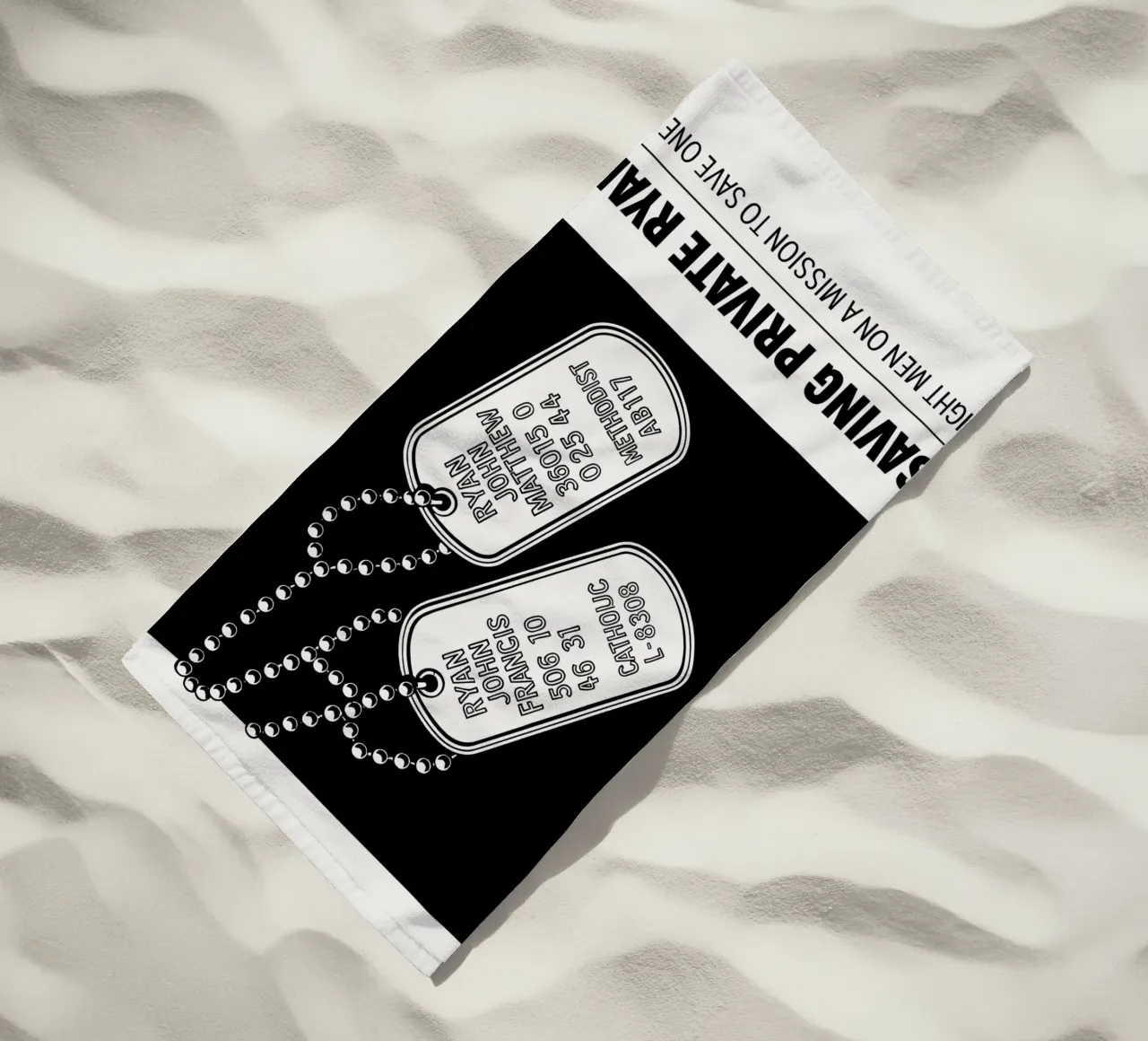 Saving Private Ryan Print beach towel by MoviesArt